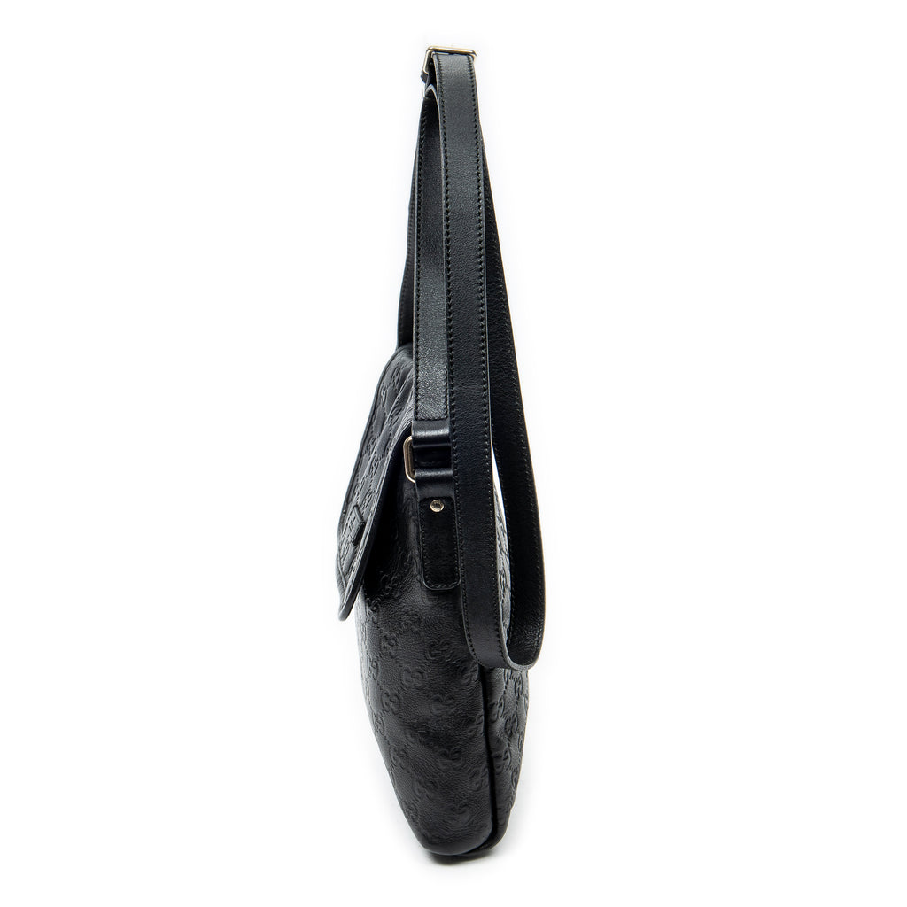 Shoulder Bag Small Flap Messenger Black Guccissima Leather