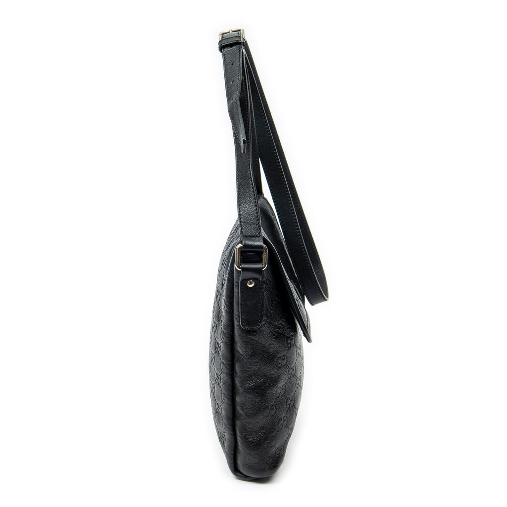 Shoulder Bag Small Flap Messenger Black Guccissima Leather
