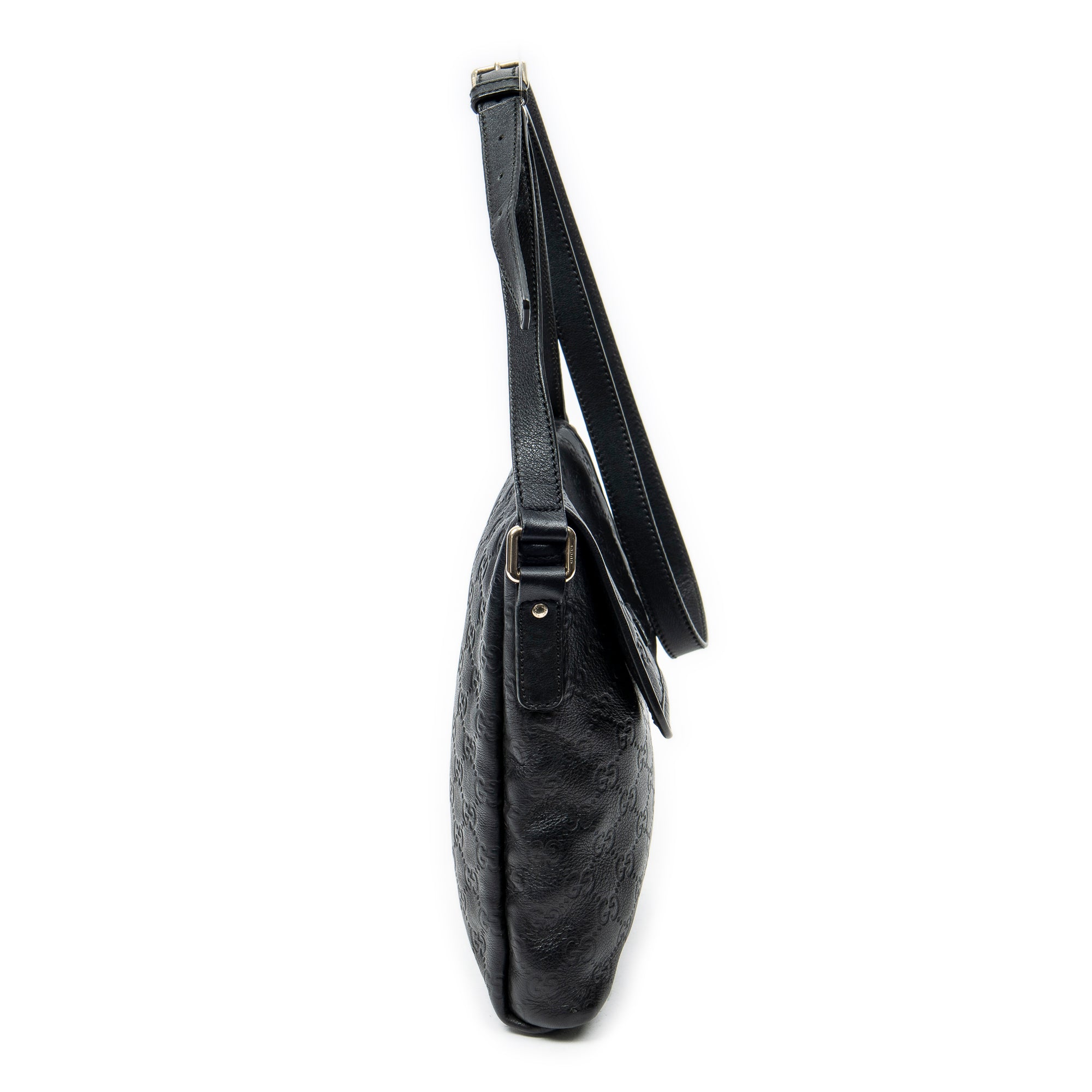 Shoulder Bag Small Flap Messenger Black Guccissima Leather