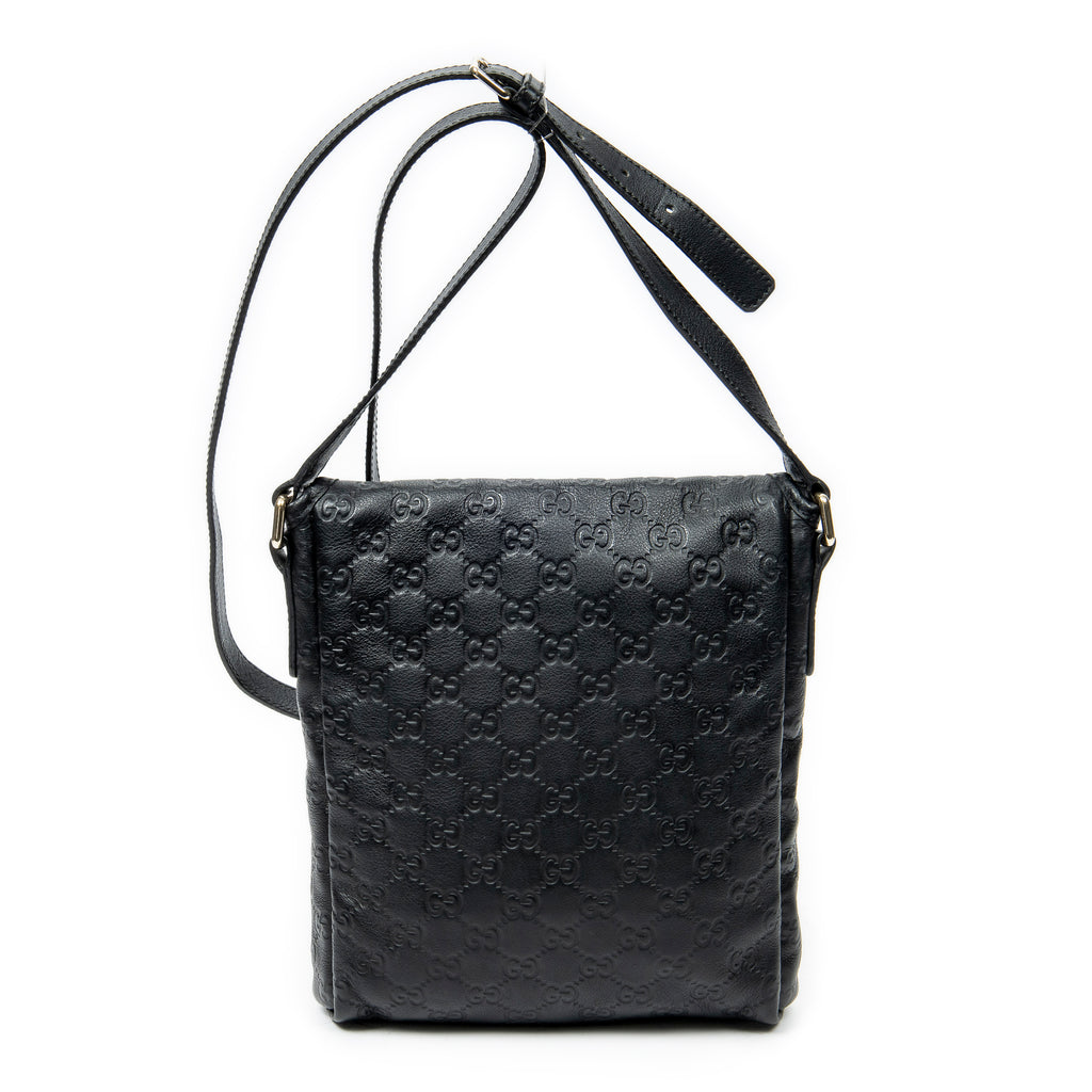 Shoulder Bag Small Flap Messenger Black Guccissima Leather