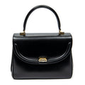 Handbag Vintage Flap Top Handle Black Smooth Calfskin Leather