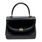 Handbag Vintage Flap Top Handle Black Smooth Calfskin Leather