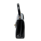Handbag Vintage Flap Top Handle Black Smooth Calfskin Leather