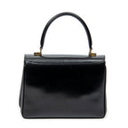 Handbag Vintage Flap Top Handle Black Smooth Calfskin Leather