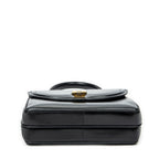 Handbag Vintage Flap Top Handle Black Smooth Calfskin Leather