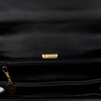 Handbag Vintage Flap Top Handle Black Smooth Calfskin Leather