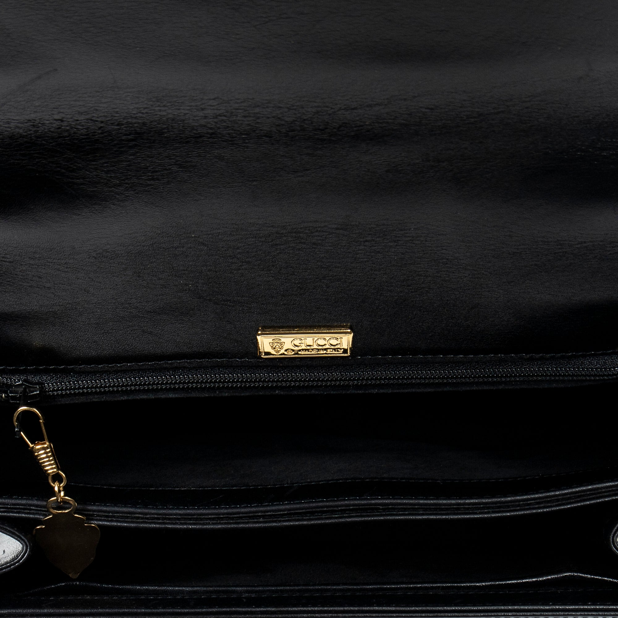 Handbag Vintage Flap Top Handle Black Smooth Calfskin Leather