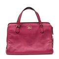 Shoulder Bag Swing Top Handle Satchel Fuchsia Pink Grained Calfskin Leather