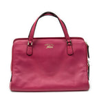 Shoulder Bag Swing Top Handle Satchel Fuchsia Pink Grained Calfskin Leather