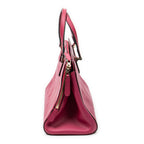 Shoulder Bag Swing Top Handle Satchel Fuchsia Pink Grained Calfskin Leather