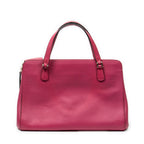 Shoulder Bag Swing Top Handle Satchel Fuchsia Pink Grained Calfskin Leather
