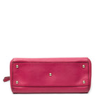 Shoulder Bag Swing Top Handle Satchel Fuchsia Pink Grained Calfskin Leather