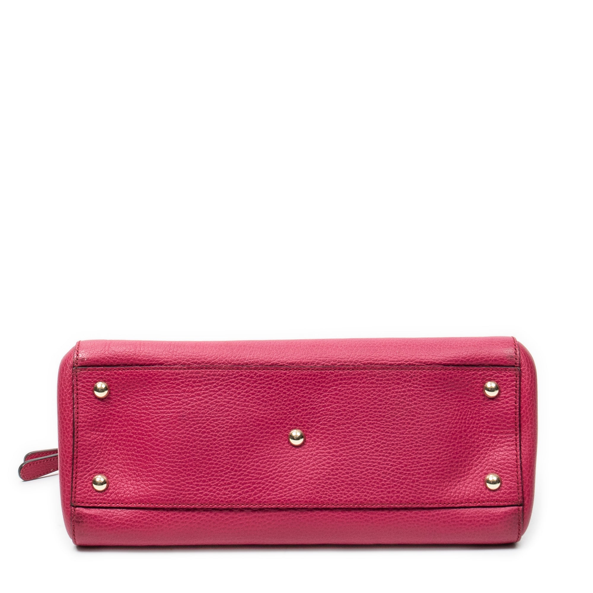 Shoulder Bag Swing Top Handle Satchel Fuchsia Pink Grained Calfskin Leather