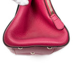 Shoulder Bag Swing Top Handle Satchel Fuchsia Pink Grained Calfskin Leather