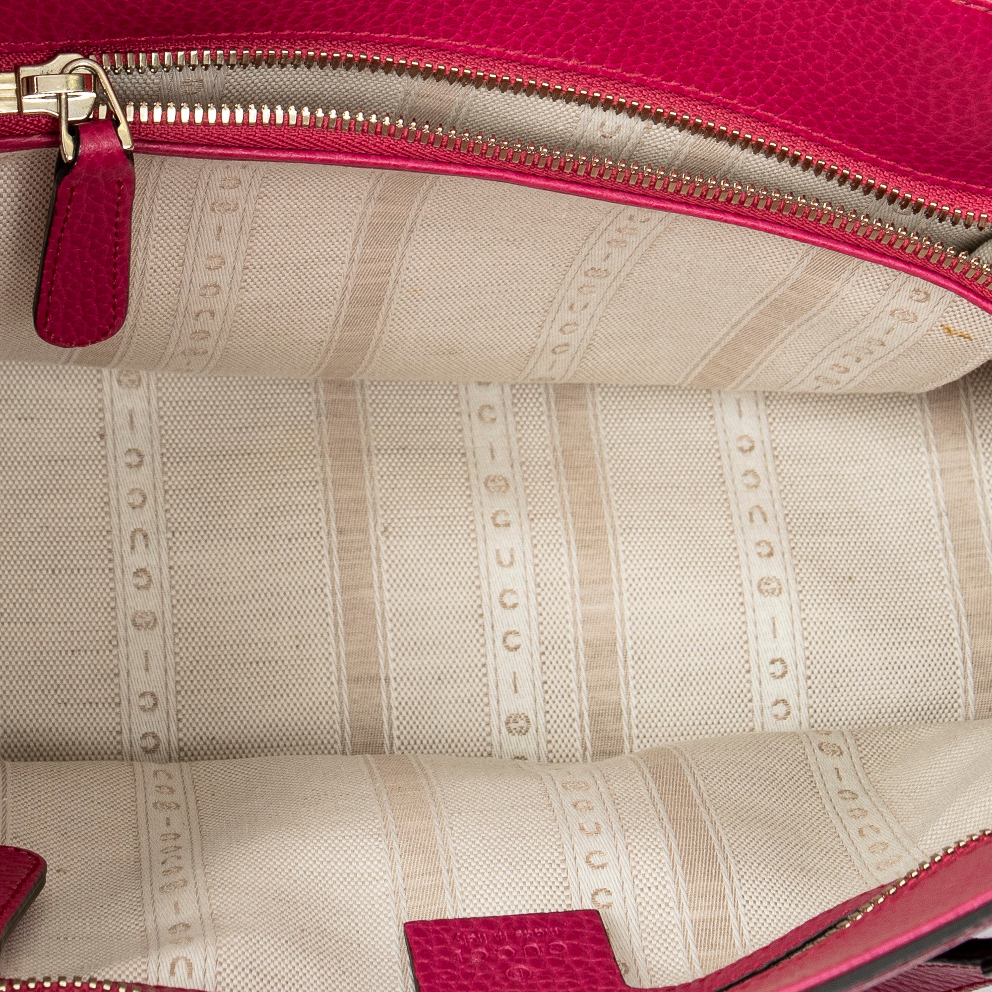 Shoulder Bag Swing Top Handle Satchel Fuchsia Pink Grained Calfskin Leather