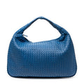 Shoulder Bag Large Veneta Hobo Blue Intrecciato Leather
