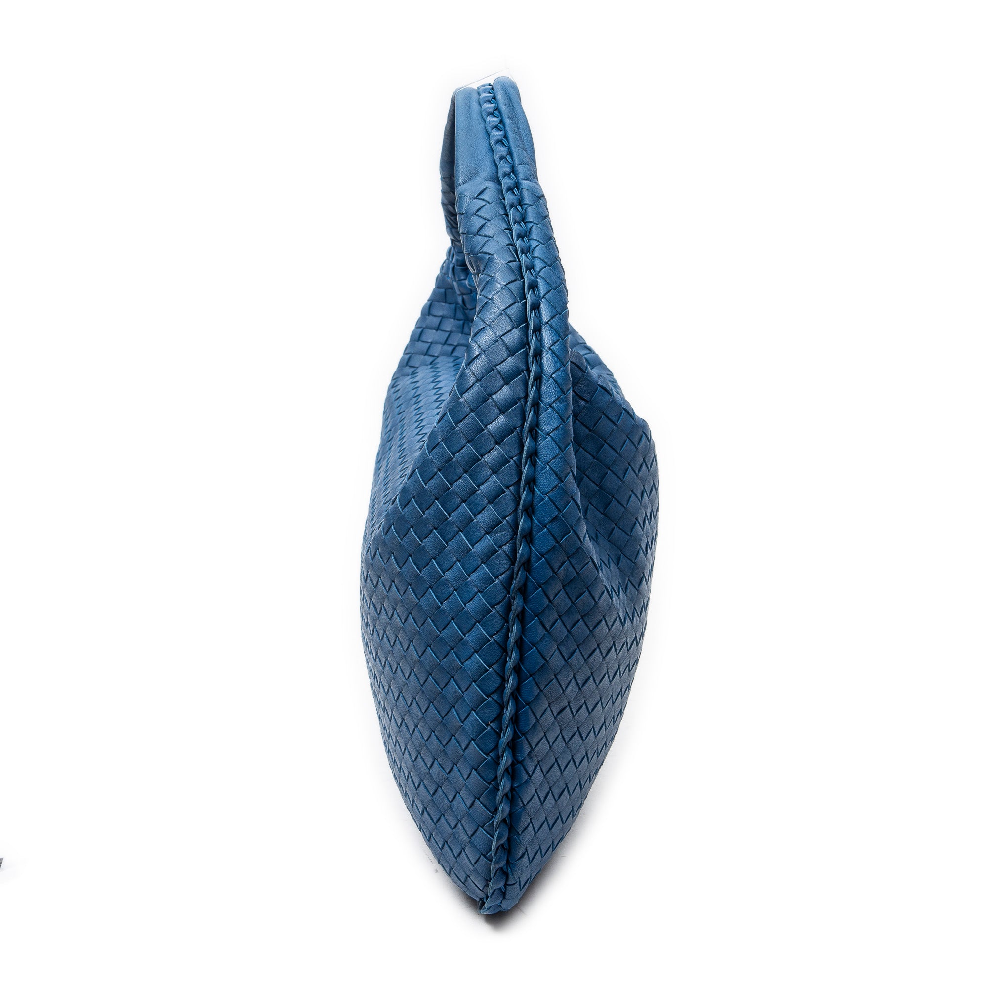 Shoulder Bag Large Veneta Hobo Blue Intrecciato Leather