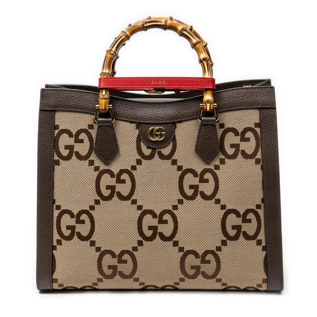 Shoulder Bag Large Diana Bamboo Tote Beige Jumbo GG Canvas
