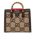 Shoulder Bag Large Diana Bamboo Tote Beige Jumbo GG Canvas