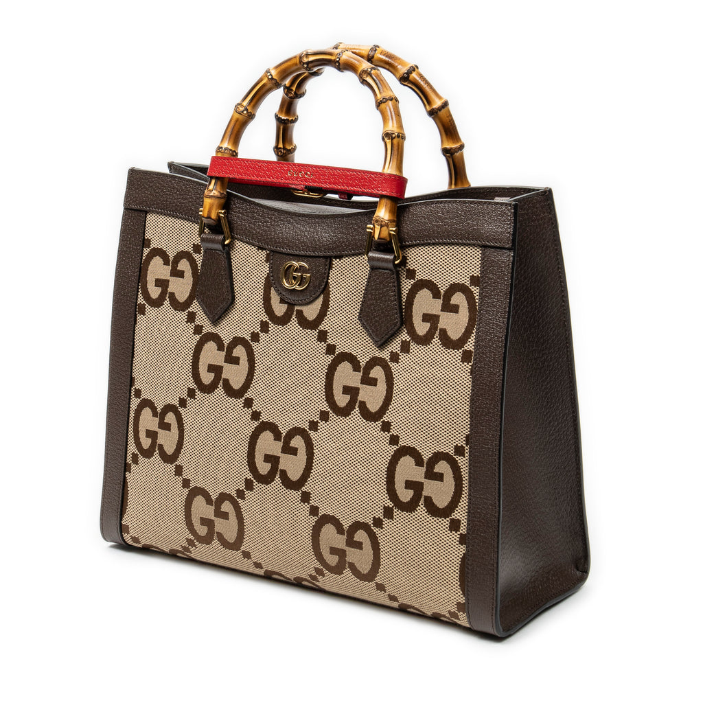 Shoulder Bag Large Diana Bamboo Tote Beige Jumbo GG Canvas