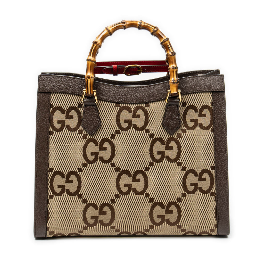 Shoulder Bag Large Diana Bamboo Tote Beige Jumbo GG Canvas