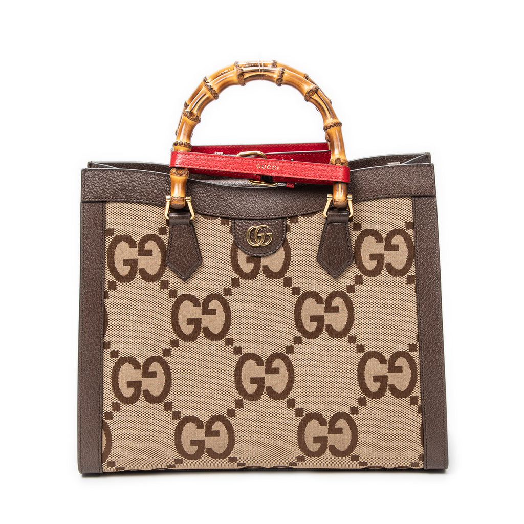 Shoulder Bag Large Diana Bamboo Tote Beige Jumbo GG Canvas