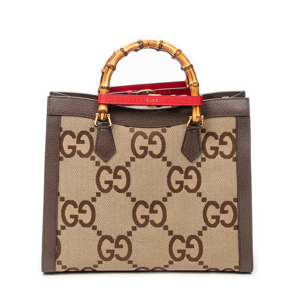 Shoulder Bag Large Diana Bamboo Tote Beige Jumbo GG Canvas