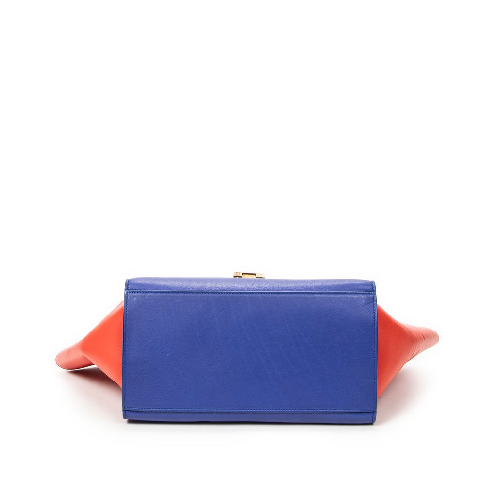 Shoulder Bag Small Tricolor Trapeze Black Calfskin Leather