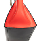 Shoulder Bag Small Tricolor Trapeze Black Calfskin Leather