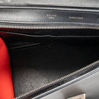 Shoulder Bag Small Tricolor Trapeze Black Calfskin Leather