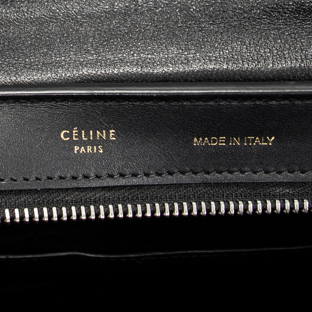 Shoulder Bag Small Tricolor Trapeze Black Calfskin Leather