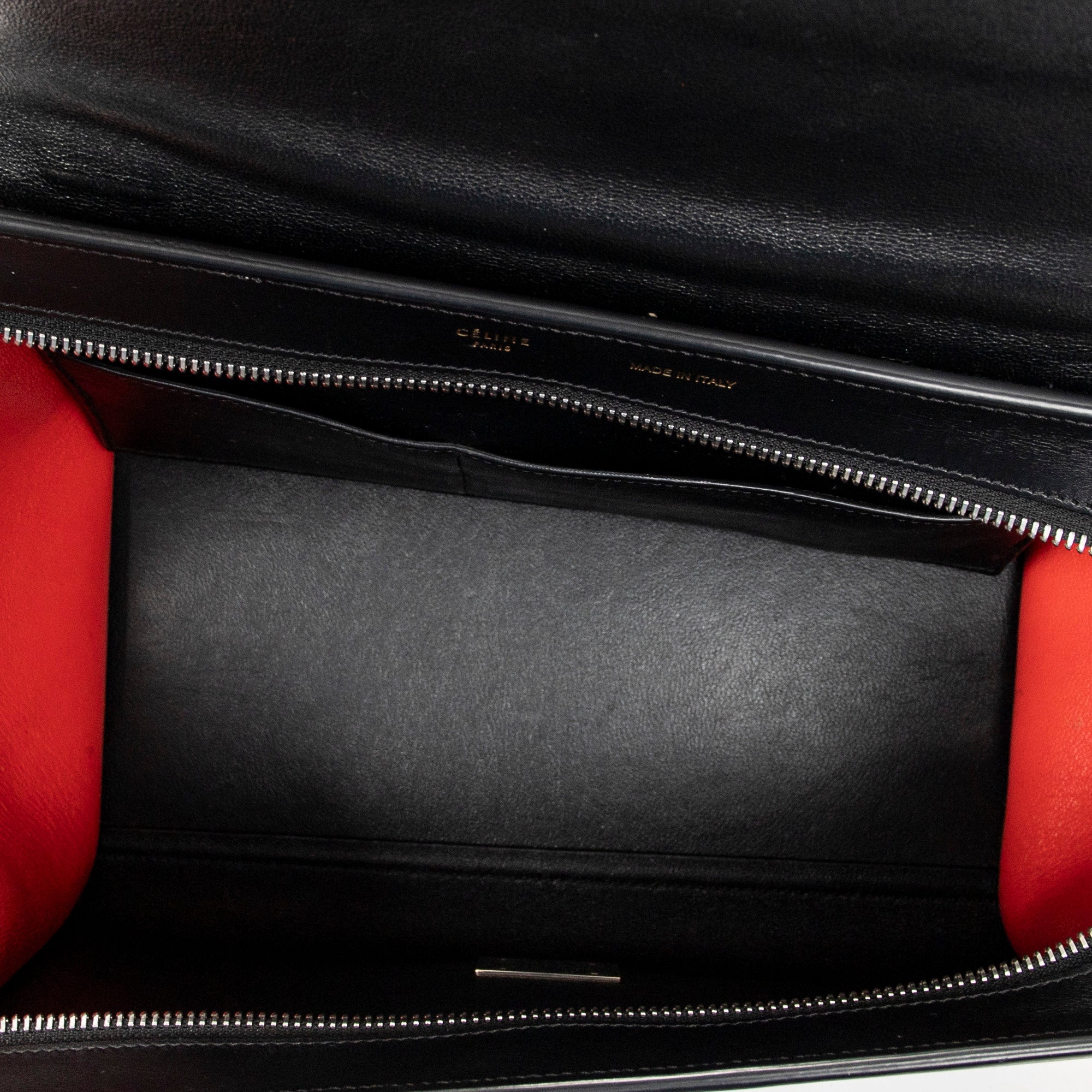 Shoulder Bag Small Tricolor Trapeze Black Calfskin Leather