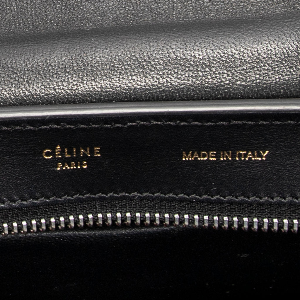 Shoulder Bag Small Tricolor Trapeze Black Calfskin Leather