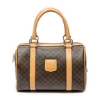 Handbag Small Boston Brown Macadam Coated Canvas