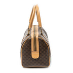 Handbag Small Boston Brown Macadam Coated Canvas