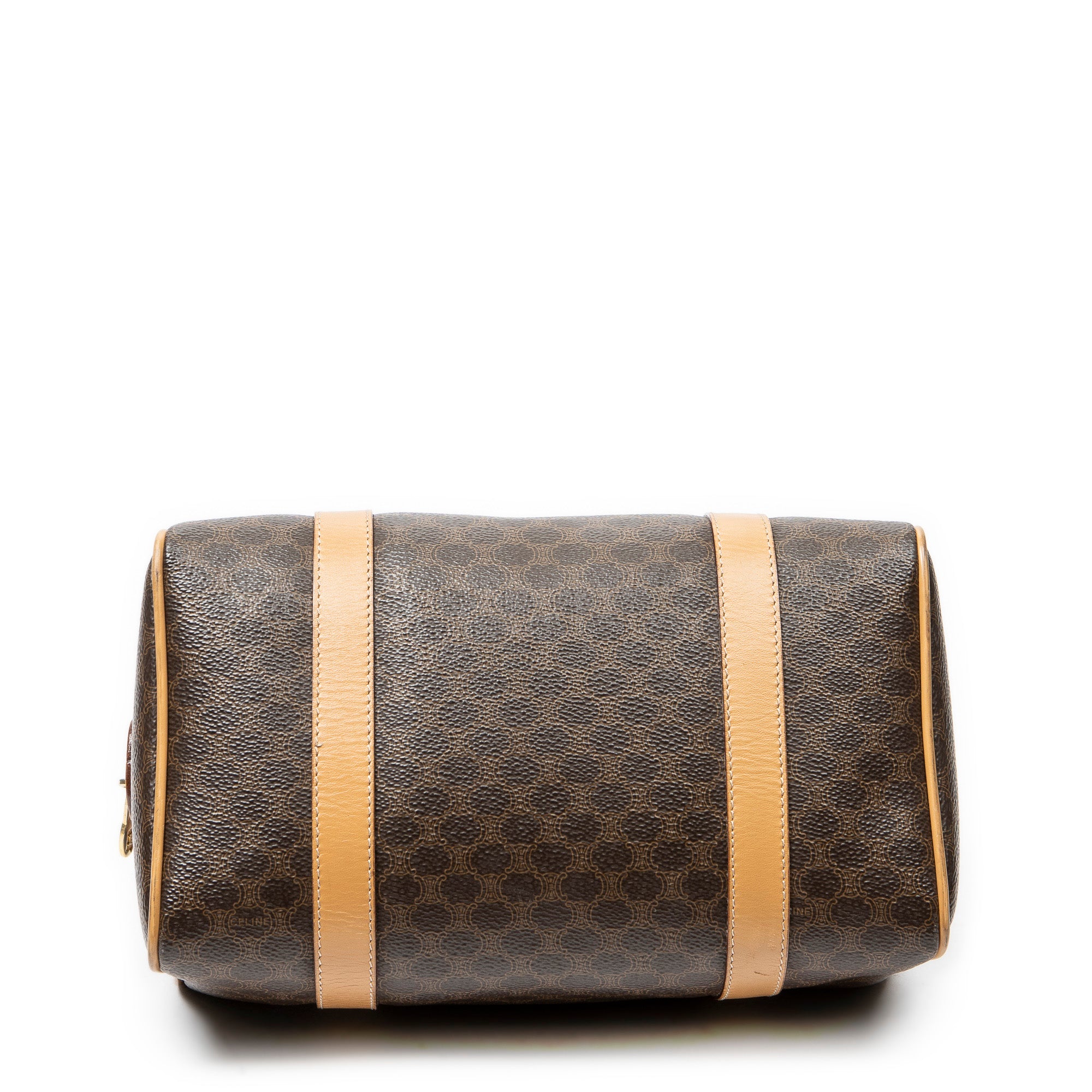 Handbag Small Boston Brown Macadam Coated Canvas