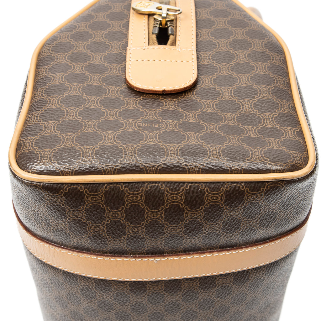 Handbag Small Boston Brown Macadam Coated Canvas