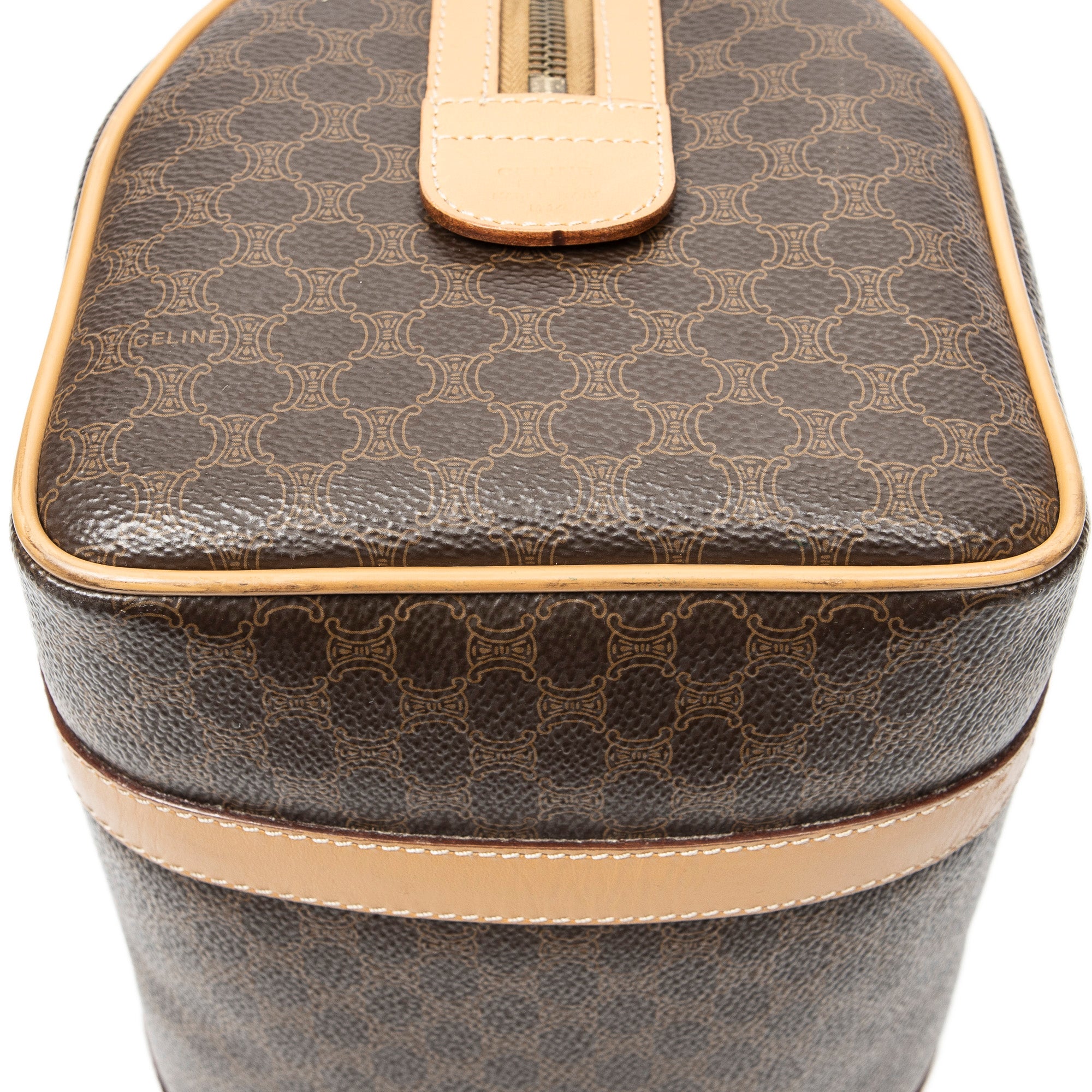 Handbag Small Boston Brown Macadam Coated Canvas