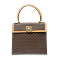 Handbag Vintage Flap Top Handle Brown Macadam Coated Canvas
