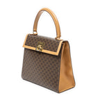 Handbag Vintage Flap Top Handle Brown Macadam Coated Canvas