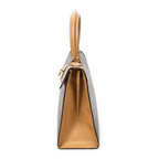 Handbag Vintage Flap Top Handle Brown Macadam Coated Canvas