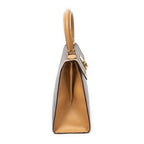 Handbag Vintage Flap Top Handle Brown Macadam Coated Canvas