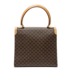 Handbag Vintage Flap Top Handle Brown Macadam Coated Canvas