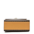 Handbag Vintage Flap Top Handle Brown Macadam Coated Canvas