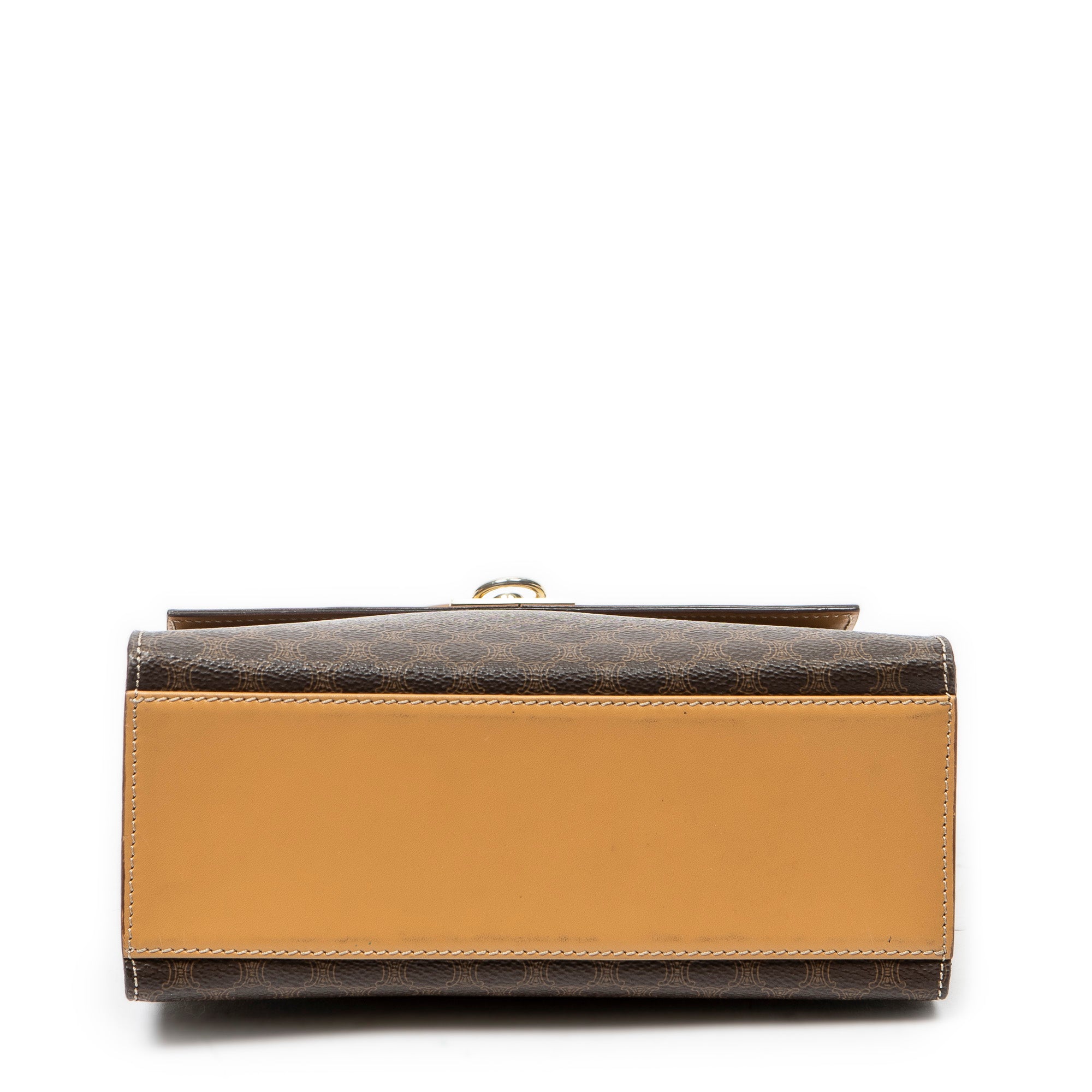 Handbag Vintage Flap Top Handle Brown Macadam Coated Canvas