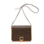 Shoulder Bag Flap Crossbody Brown Macadam Coated Canvas