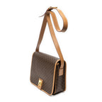 Shoulder Bag Flap Crossbody Brown Macadam Coated Canvas