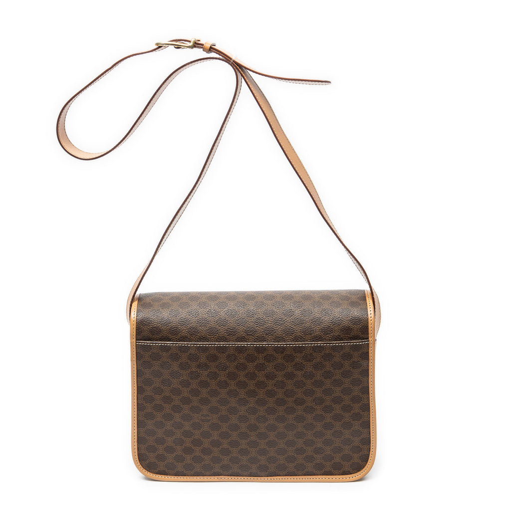 Shoulder Bag Flap Crossbody Brown Macadam Coated Canvas