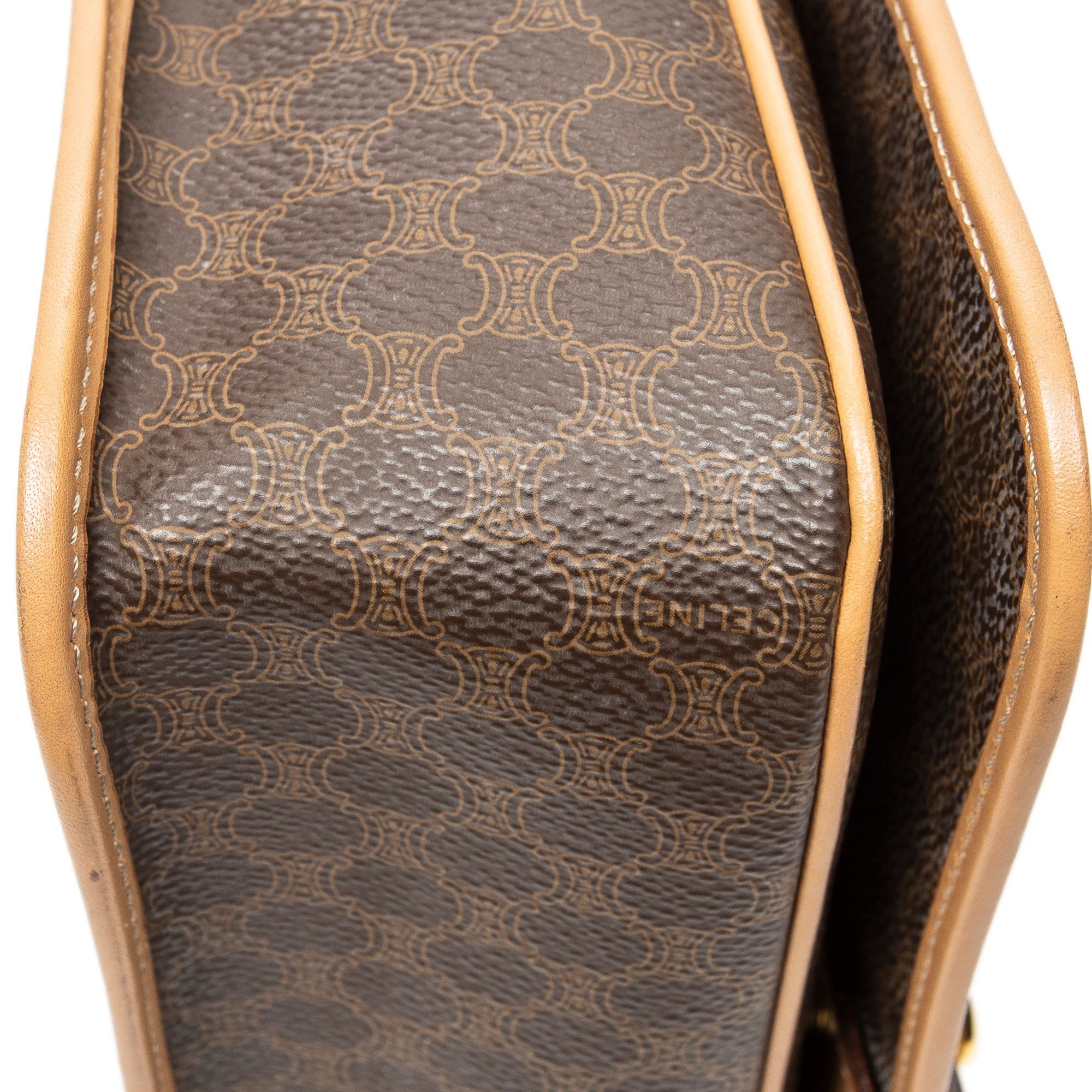 Shoulder Bag Flap Crossbody Brown Macadam Coated Canvas