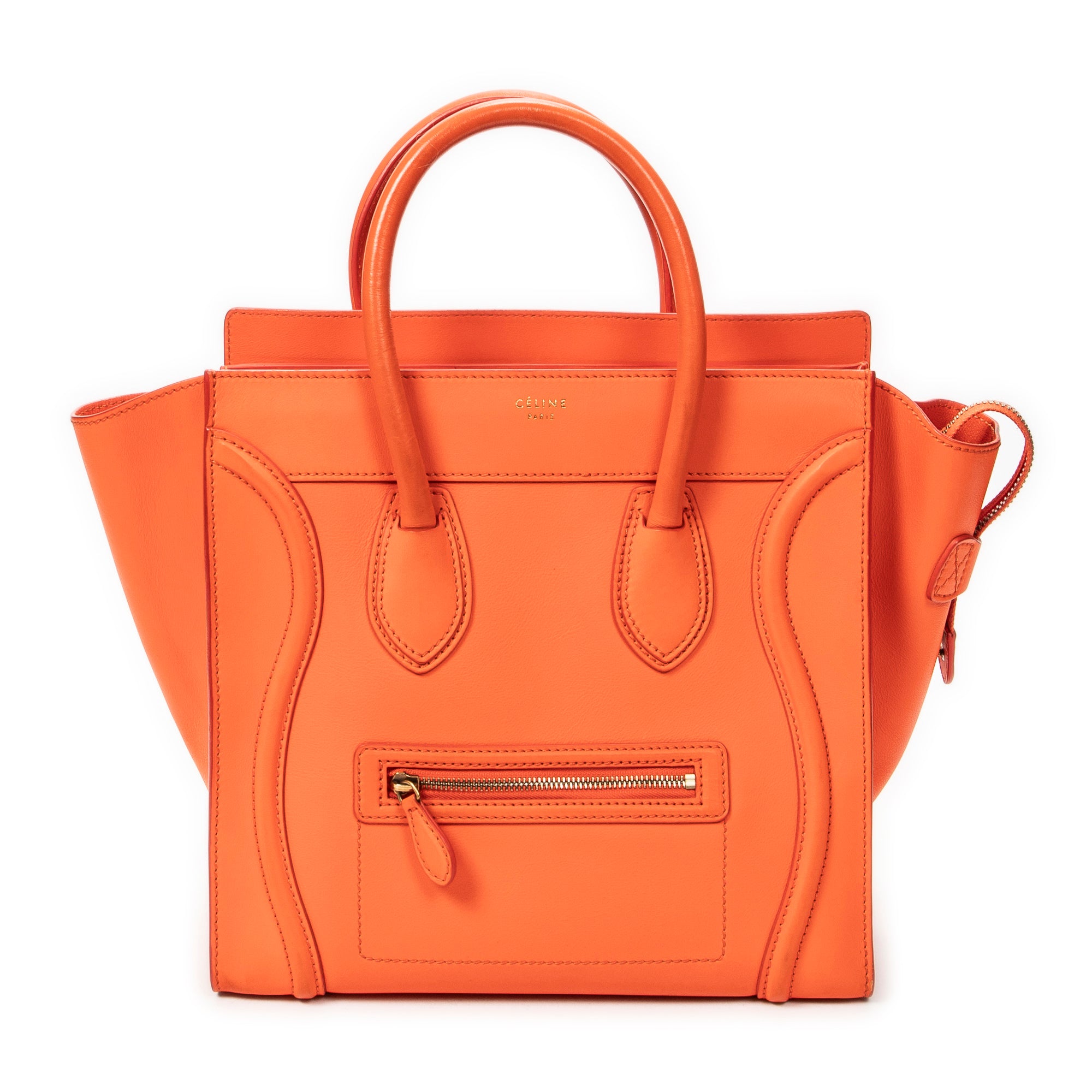 Sac à main Mini bagage en cuir de veau orange